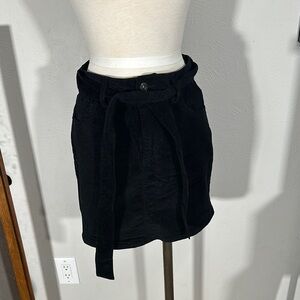 Black Corduroy Skirt with Belt